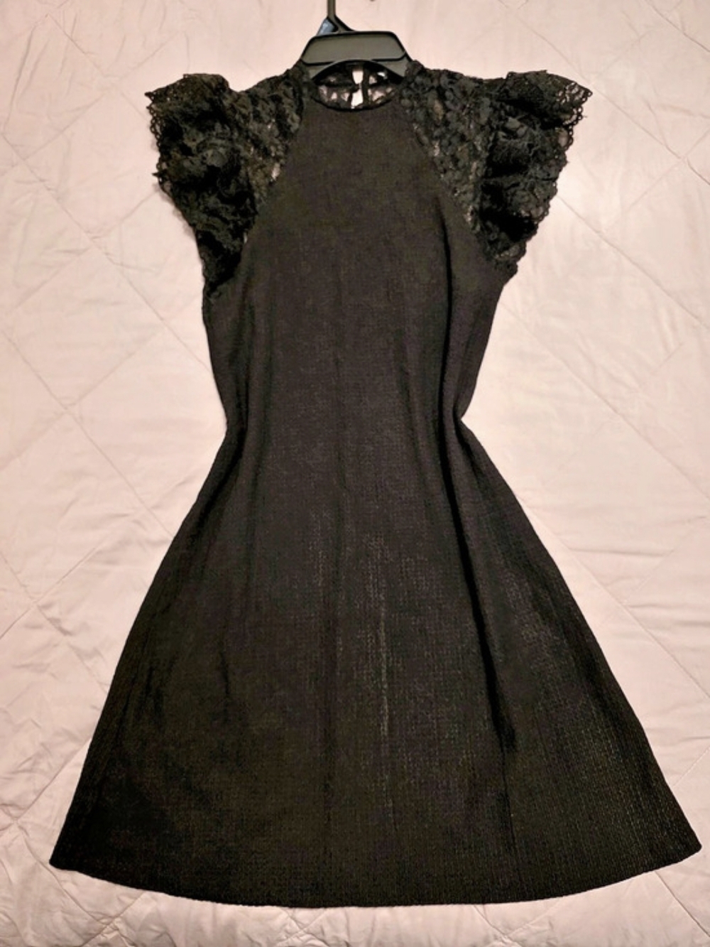 ZARA Black Lace Sleeve Mini Dress Size Medium Like New